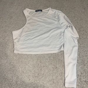 Shein one sleeve crop top, Size M, Cream Color